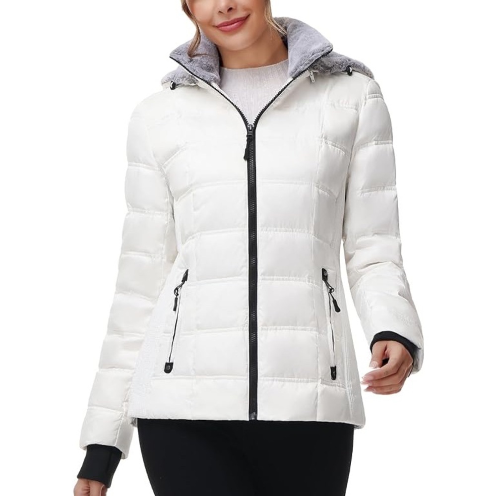 NAUTICA Pre-Loved Women's White Water Resistant Hooded Puffer Jacket SMALL